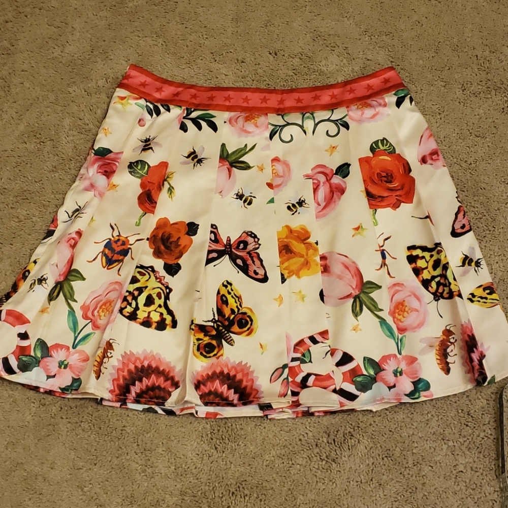 Animal and rose print skirt